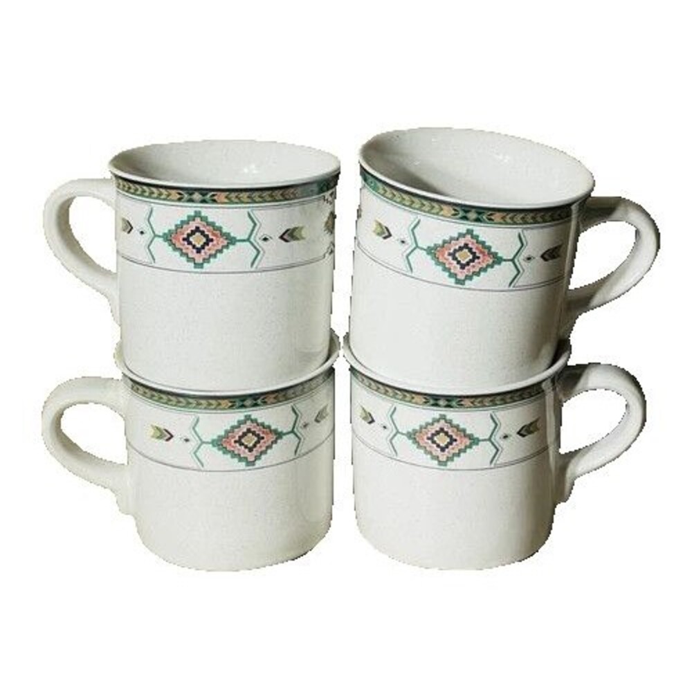 Vintage Studio Nova Adirondack Flat Cups Mugs Southwestern Aztec SET OF 4